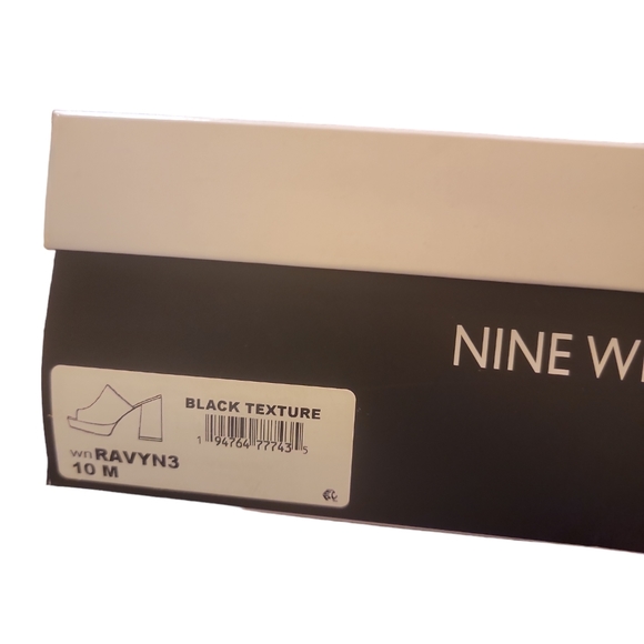 NINE WEST RAVYN PLATFORM OPEN TOE , BLACK,  CROC - Picture 6 of 6